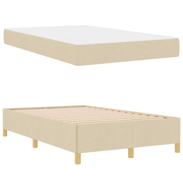 vidaXL Cama Box com colch&atilde;o Branco e Creme 120 x 190 cm Poli&eacute;ster