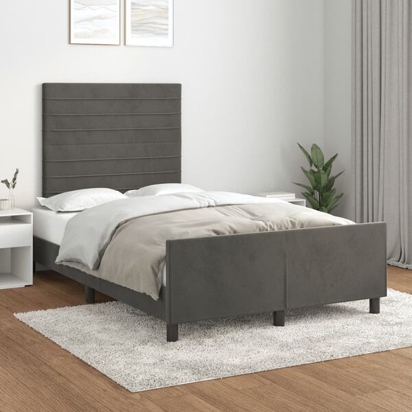 vidaXL Estrutura de cama sem colch&atilde;o 120x200 cm veludo cinzento-escuro