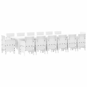 vidaXL Conjunto de Jantar para Jardim 15 pcs Branco Rattan Polt
