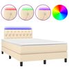 vidaXL Cama box spring c/ colch&atilde;o e LED 120x200 cm tecido cor creme