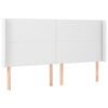vidaXL Cabeceira cama c/ abas couro artificial 163x23x118/128cm branco