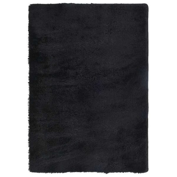 vidaXL Tapete shaggy de pelo alto NAVARRA 120x170 cm poli&eacute;ster preto