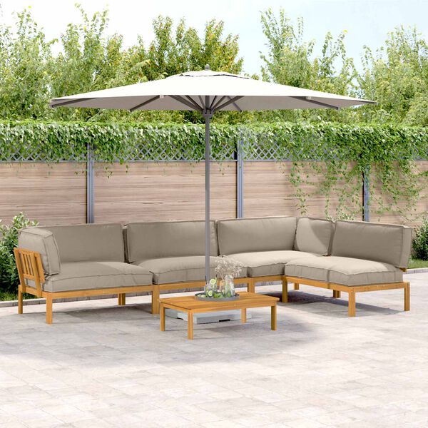 vidaXL Conjunto de Sof&aacute;s com almofada Liso 5 pcs Cinzento-acastanhado