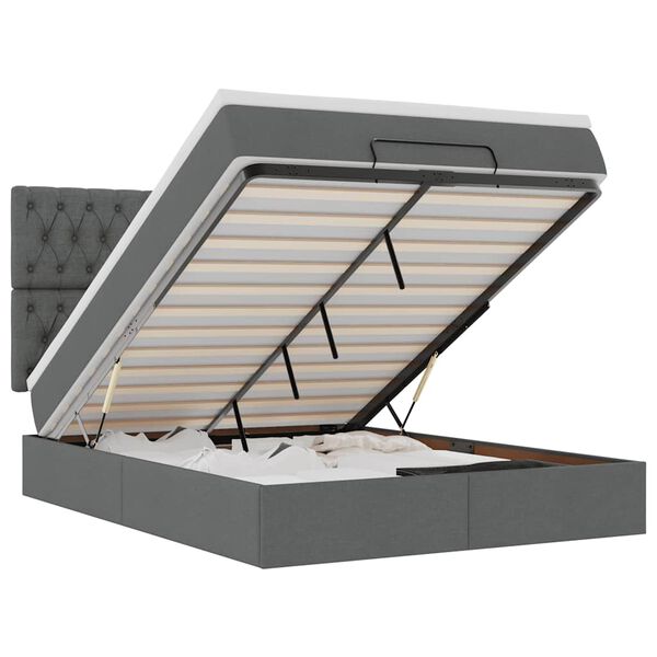 vidaXL Estrutura de cama otomana com colchão 140x190cm cinzento escuro