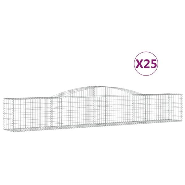 vidaXL Cestos gabião arqueados 25pcs 400x50x60/80 cm ferro galvanizado