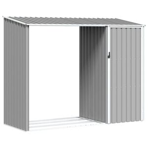 vidaXL Abrigo de lenha jardim 245x98x159 cm a&ccedil;o galvanizado cinzento