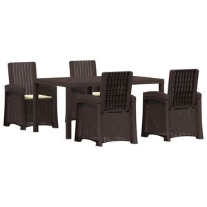 vidaXL Conjunto de Jantar para Jardim 5 unid. Castanho e Creme PP