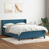 vidaXL Cama box spring com colch&atilde;o 160x210 cm veludo azul escuro