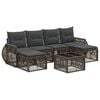 vidaXL Conjunto de Sof&aacute; de Jardim 7 unid. Cinza e Cinza Escuro vime PE