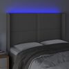 vidaXL Cabeceira cama c/ LED couro artif. 147x16x118/128 cm cinzento