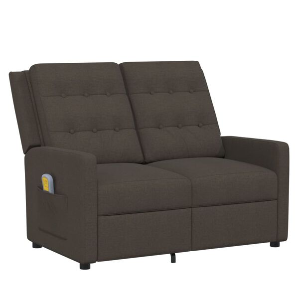 vidaXL Poltrona massagens 2 assentos reclinável tecido castanho