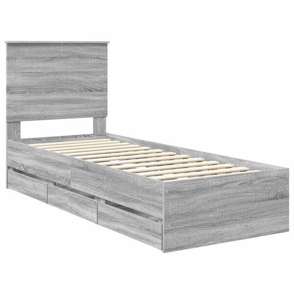 vidaXL Estrutura da Cama com gaveta Cinza Sonoma 75 x 190 cm