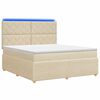 vidaXL Cama Box com LED e Colch&atilde;o Creme 160 x 200 cm Tecido