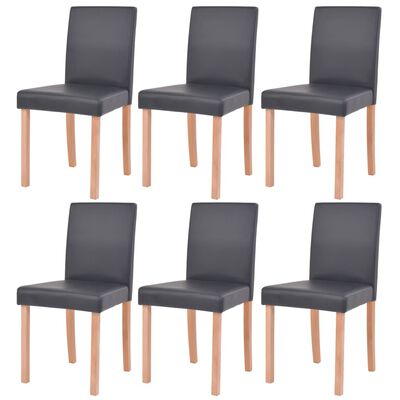 vidaXL Mesa e cadeiras de jantar 7 pcs couro artificial carvalho preto