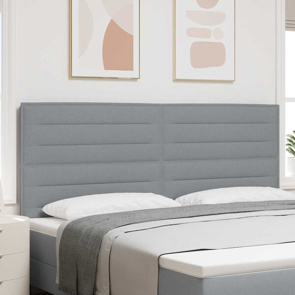 vidaXL Cabeceira com cabeceira Cinzento-claro 200 cm Couro Sint&eacute;tico