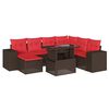 vidaXL Conjunto de sof&aacute; de jardim com 8 pe&ccedil;as e almofadas em rattan sint&eacute;tico marrom