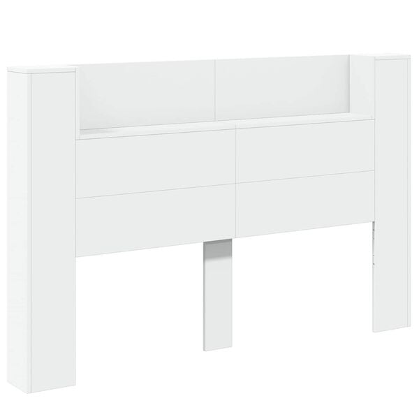 vidaXL Cabeceira com Arm&aacute;rio e LED Branco 160 x 16,5 x 103,5 cm