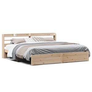 vidaXL Estrutura de cama com cabeceira 180x200 cm pinho maci&ccedil;o