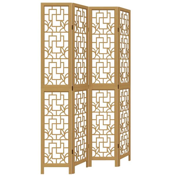 vidaXL Biombo c/ 4 pain&eacute;is madeira de paulownia maci&ccedil;a castanho
