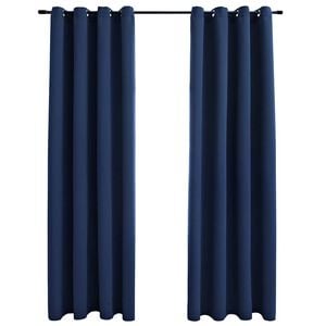 vidaXL Cortinas blackout com argolas em metal 2 pcs 140x175 cm azul