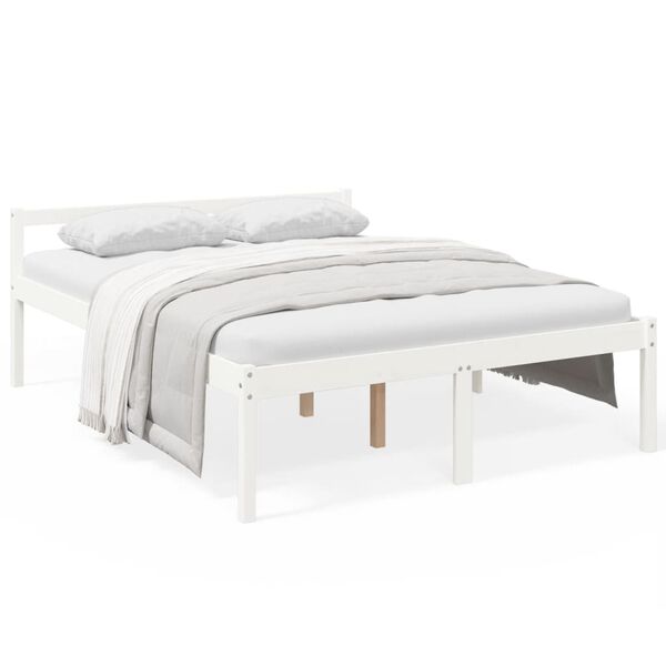 vidaXL Cama para idosos 160x200 cm pinho maci&ccedil;o branco