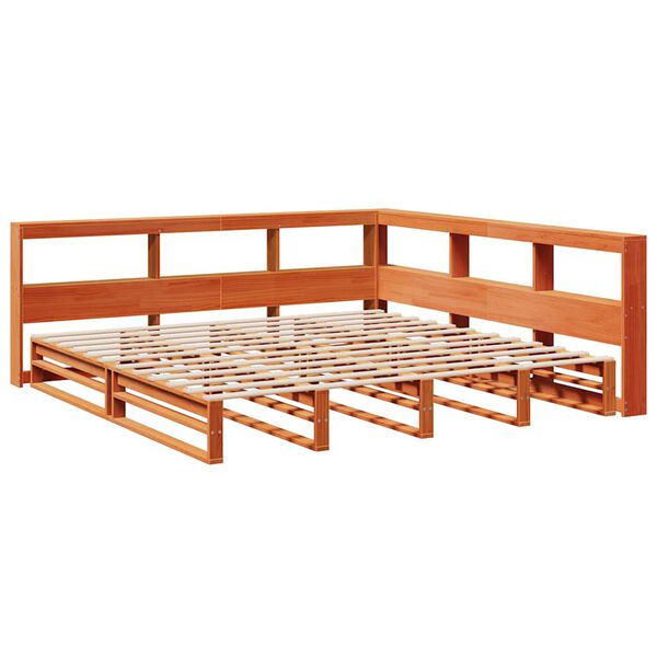 vidaXL Cama com estante sem colch&atilde;o 180x200 cm pinho maci&ccedil;o