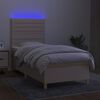 vidaXL Cama box spring c/ colch&atilde;o e LED 90x200 cm tecido cor creme
