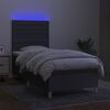 vidaXL Cama box spring c/ colch&atilde;o e LED 80x200 cm tecido cinza-escuro