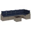 vidaXL Conjunto de Sof&aacute; de Jardim 7 pcs Cinza e Azul Marinho vime PE