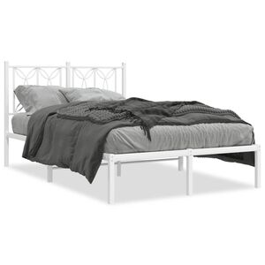 vidaXL Estrutura de cama com cabeceira 120x200 cm metal branco