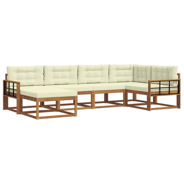 vidaXL Conjunto de Sof&aacute;s para Exterior 6 pcs Natural e Creme