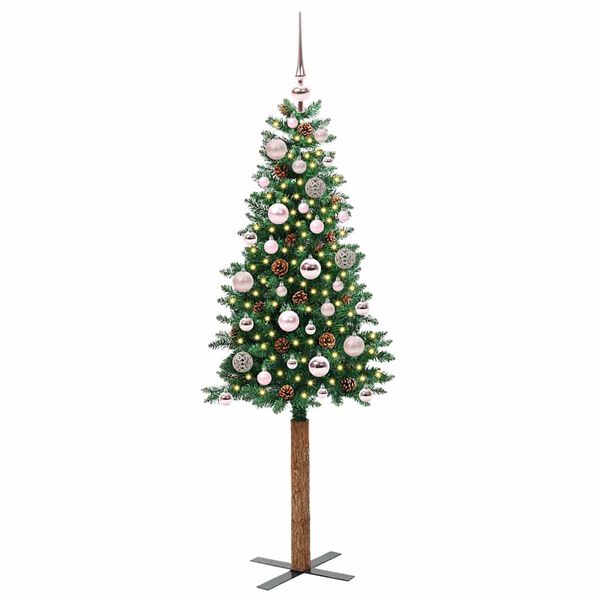 vidaXL &Aacute;rvore de Natal Slim com 150 LEDs com suporte Verde 150 cm