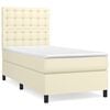 vidaXL Cama com molas/colch&atilde;o 80x200 cm couro artificial cor creme