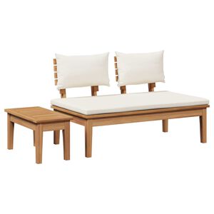 vidaXL Conjunto de Banco de Jardim e Mesa 2 unid. Creme e Marrom