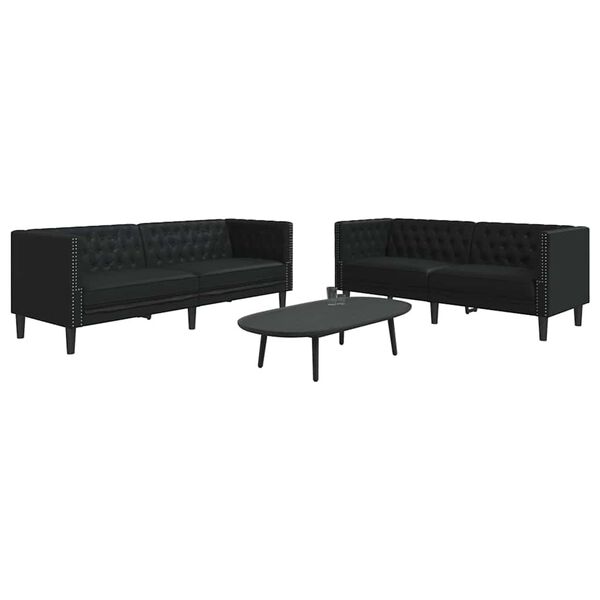 vidaXL Sof&aacute; de Sala de Estar 2 pcs Preto 194 x 74,5 x 70,5 cm