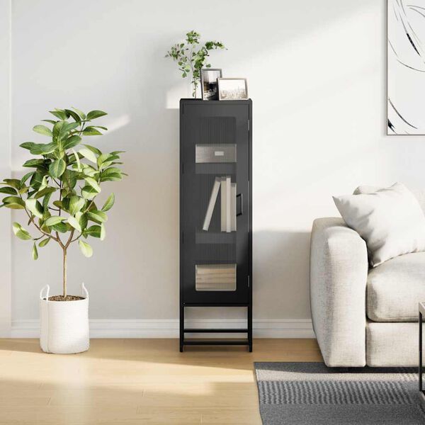 vidaXL M&oacute;vel alto 36x39x123 cm a&ccedil;o laminado a frio preto