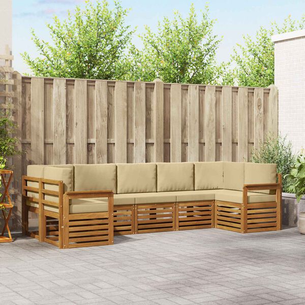 vidaXL Conjuntos de sof&aacute;s com almofada 7 pcs Natural e Bege