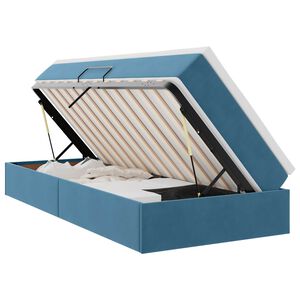 vidaXL Cama com arruma&ccedil;&atilde;o e colch&atilde;o Azul Escuro 90 x 190 cm Veludo