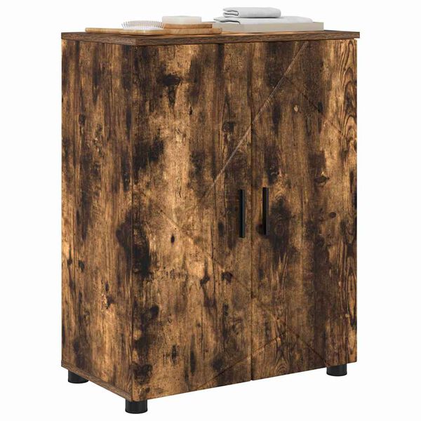 vidaXL Arm&aacute;rio de Banheiro com porta Carvalho Defumado 60 x 35 x 80 cm