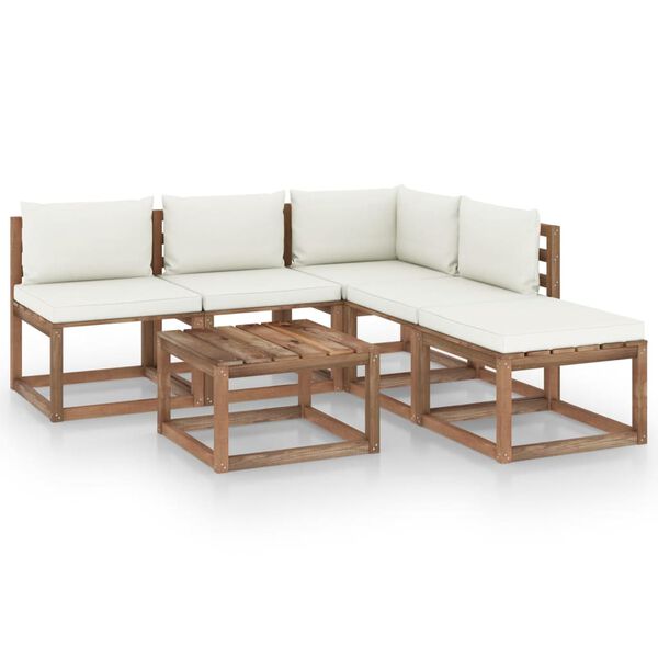 vidaxL 6 pcs conjunto lounge de paletes c/ almofad&otilde;es pinho impregnado