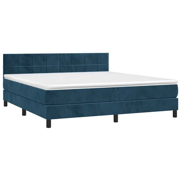 vidaXL Cama com molas/colch&atilde;o 180x200 cm veludo azul-escuro