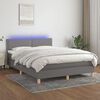 vidaXL Cama box spring c/ colch&atilde;o e LED 140x190 cm tecido cinza-escuro