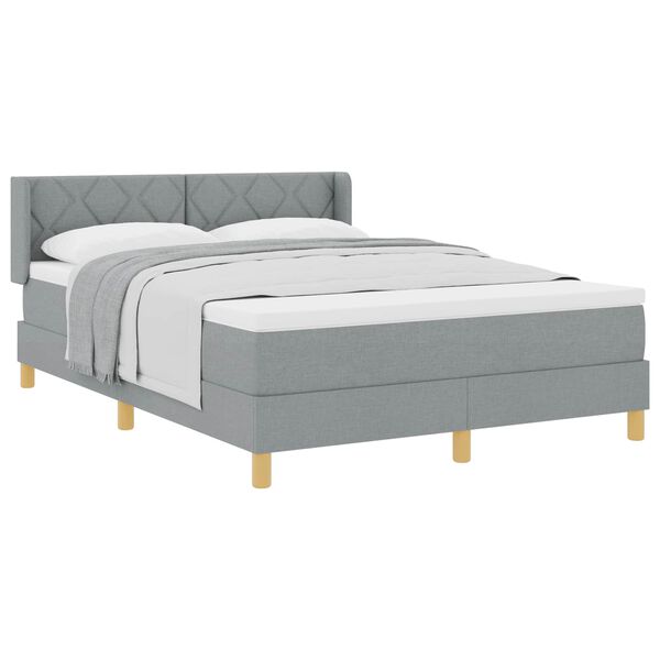 vidaXL Cama Box com colch&atilde;o Cinzento-claro 200 x 160 cm tecido