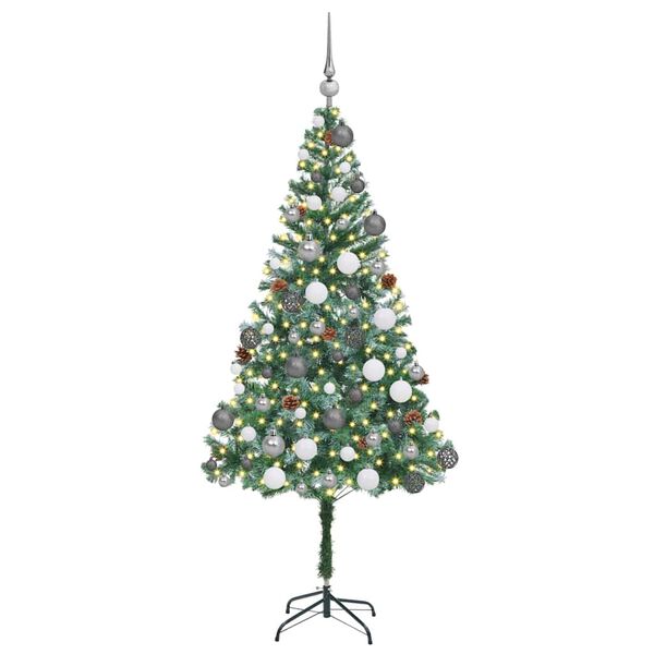 vidaXL &Aacute;rvore de Natal Artificial com 300 LEDs Verde 180 cm PVC e A&ccedil;o