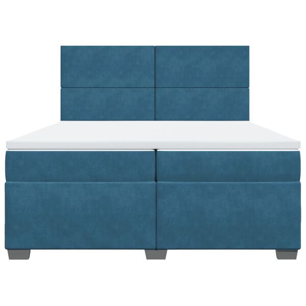 vidaXL Cama com molas/colch&atilde;o 200x200 cm veludo azul