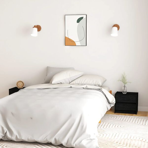 vidaXL Mesas de cabeceira 2 pcs 40x30,5x35,5 cm pinho maci&ccedil;o preto