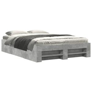 vidaXL Estrutura de cama 135x190 cm derivados de madeira cinza cimento