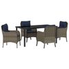 vidaXL Conjunto de Jantar para Jardim 5 unid. Cinzeto vime PE