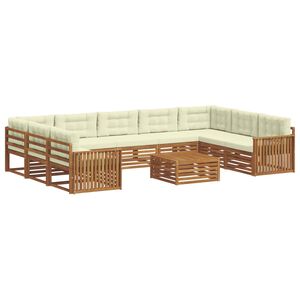 vidaXL Conjunto de Sof&aacute;s para Exterior 10 unid. Natural e Creme