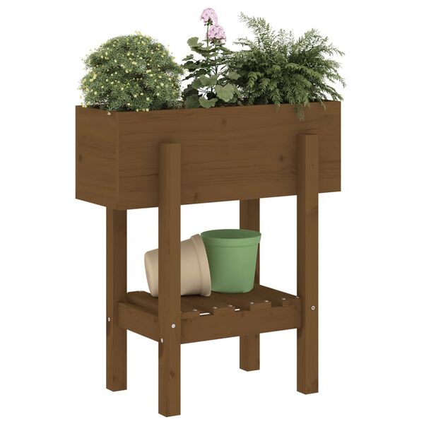 vidaXL Vaso/floreira de jardim 62x30x69 cm pinho maci&ccedil;o castanho-mel